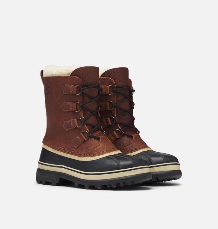 Mens Snow Boots Dark Brown - Sorel Caribou™ Wool - 795-NFXIAZ